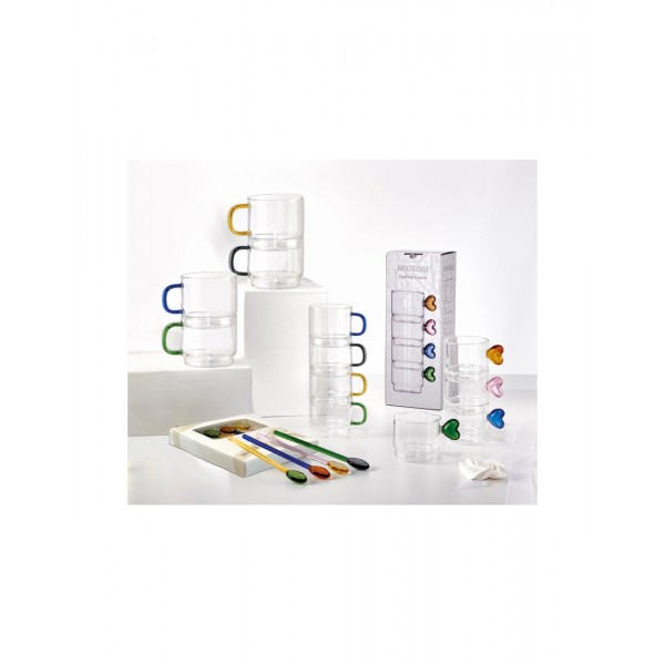 Set 4 Cucchiaini Rainbow in Vetro Colorato