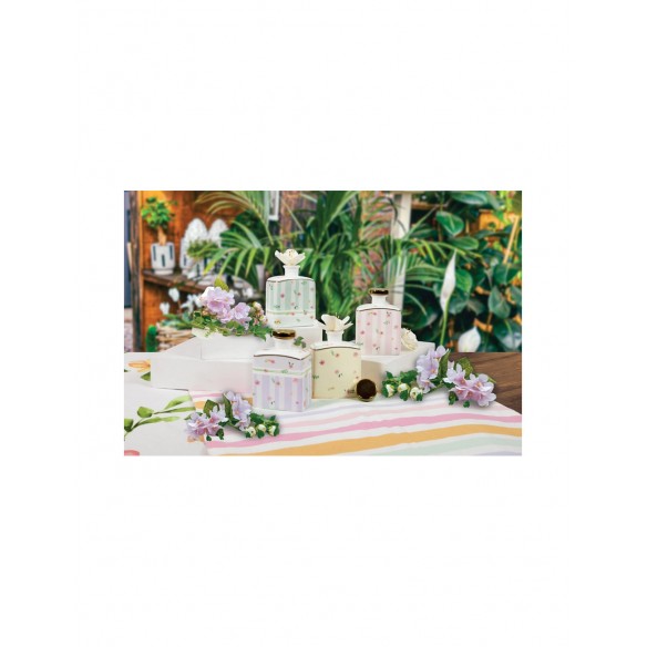 Diffusore di Fragranza in Porcellana con Fiore in Sola Wood