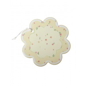 Decorazione a Fiore in Ceramica e Sughero Giallo Pastello