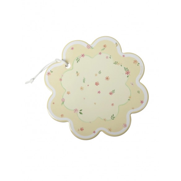 Decorazione a Fiore in Ceramica e Sughero Giallo Pastello