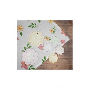 Decorazione a Fiore in Ceramica e Sughero Giallo Pastello 2