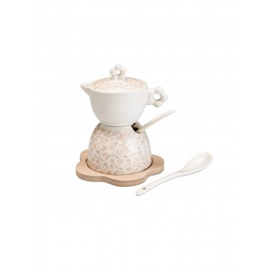 Zuccheriera in Porcellana con Supporto in Bamboo Naturale...