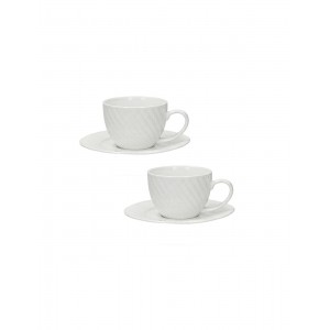Tazzine da Caffè Set 2 Pezzi in New Bone China Bianca con...