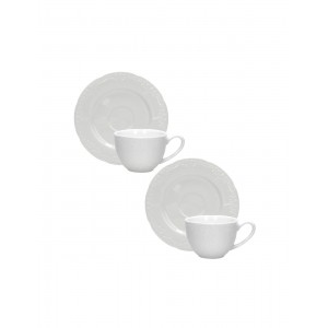 Tazzine da Caffè Set 2 Pezzi in New Bone China Bianca con...