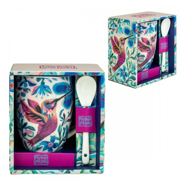 Mug con cucchiaino “Colibrì floreale” –...