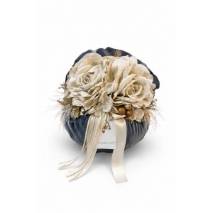 Pouf Decorativo in Velluto con Composizione Floreale... 2